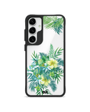 Clear Ferns & Flowers Black Hybrid Clear Case Cover For Samsung Galaxy S24 Plus