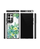 Clear Ferns & Flowers Black Hybrid Clear Case Cover For Samsung Galaxy S24 Ultra