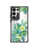 Clear Ferns & Flowers Black Hybrid Clear Case Cover For Samsung Galaxy S24 Ultra