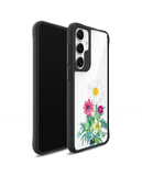 Clear Flowers And Daisy Black Hybrid Clear Case Cover For Samsung Galaxy S24