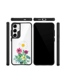 Clear Flowers And Daisy Black Hybrid Clear Case Cover For Samsung Galaxy S24