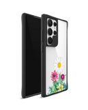 Clear Flowers And Daisy Black Hybrid Clear Case Cover For Samsung Galaxy S24 Ultra