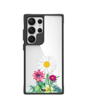 Clear Flowers And Daisy Black Hybrid Clear Case Cover For Samsung Galaxy S24 Ultra