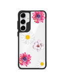 Clear Multicoloured Flowers Black Hybrid Clear Case Cover For Samsung Galaxy S24 Plus