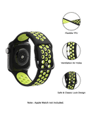 Black-Lime Ribbed Silicone Apple WatchBand (42/44/45mm)