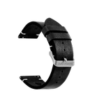 Black Two-stitch Handmade Leather WatchBand for Samsung/OnePlus/Fitbit Smartwatches (22mm)