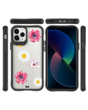 DailyObjects Clear Multicoloured Flowers Black Hybrid Clear Case Cover For iPhone 11 Pro