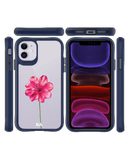 DailyObjects Clear Painted Hibiscus Blue Hybrid Clear Case Cover For iPhone 11