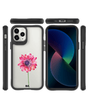 DailyObjects Clear Pink & Purple Painted Flower Black Hybrid Clear Case Cover For iPhone 11 Pro Max