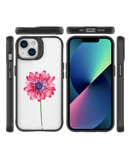 DailyObjects Clear Pink & Purple Painted Flower Black Hybrid Clear Phone Case Cover For iPhone 14 Plus