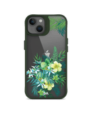 Clear Ferns & Flowers Blue Hybrid Clear Case Cover For iPhone 13