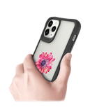 DailyObjects Clear Pink & Purple Painted Flower Black Hybrid Clear Case Cover For iPhone 11 Pro Max