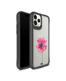 DailyObjects Clear Pink & Purple Painted Flower Black Hybrid Clear Case Cover For iPhone 11 Pro Max