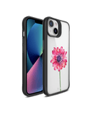 DailyObjects Clear Pink & Purple Painted Flower Black Hybrid Clear Case Cover For iPhone 13 Mini