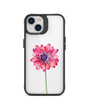 DailyObjects Clear Pink & Purple Painted Flower Black Hybrid Clear Phone Case Cover For iPhone 14 Plus