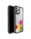 DailyObjects Clear Pink & Yellow Flowers Black Hybrid Clear Case Cover For iPhone 11 Pro Max