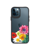 DailyObjects Clear Pink & Yellow Flowers Black Hybrid Clear Case Cover For iPhone 12 Pro