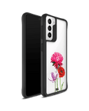 DailyObjects Clear Pink Red & White Flowers Black Hybrid Clear Case Cover For Samsung Galaxy S21 Plus