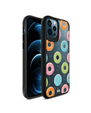 DailyObjects Doughnut Icon Black Hybrid Clear Case Cover For iPhone 12 Pro