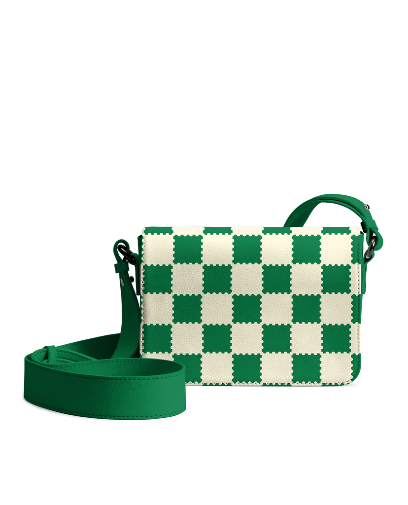 Checkered Woven Leather Shoulder Bag