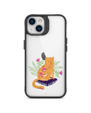 DailyObjects Happy Kitty Black Hybrid Clear Phone Case Cover For iPhone 14 Plus