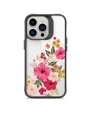 DailyObjects Pink Hibiscus Black Hybrid Clear Case Cover For iPhone 13 Pro