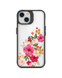 DailyObjects Pink Hibiscus Black Hybrid Clear Phone Case Cover For iPhone 14 Plus