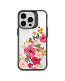 DailyObjects Pink Hibiscus Black Hybrid Clear Phone Case Cover For iPhone 14 Pro Max