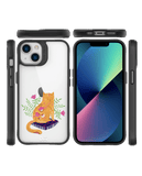 DailyObjects Happy Kitty Black Hybrid Clear Case Cover For iPhone 13 Mini